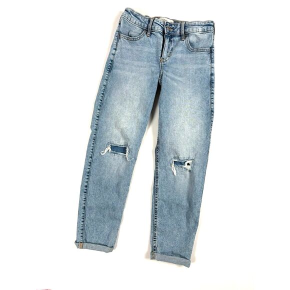 Abercrombie Kids Girls Mid Rise Boyfriend Jeans | Size 11/12 | Distressed Blue - Picture 2 of 4